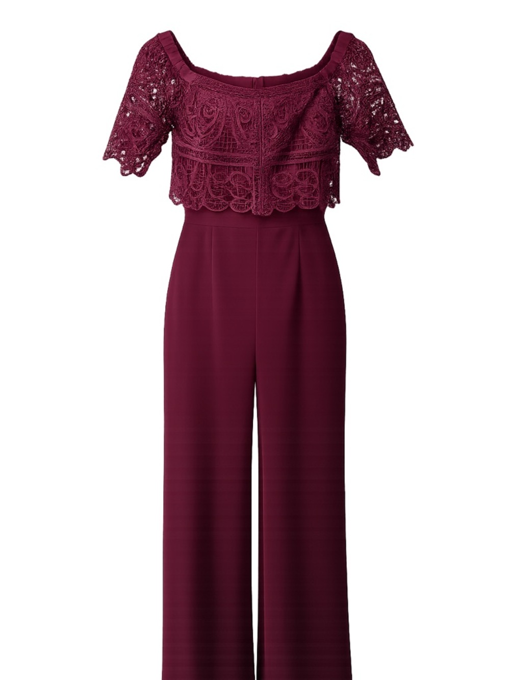ANTONIO MELANI Burgundy Lace Overlay Jumpsuit
